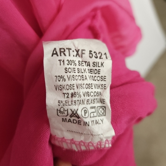 NWT Boutique Made in Italy Pink Silk Blend Sequined Kaftan Maxi Dress OS - Picture 8 of 8